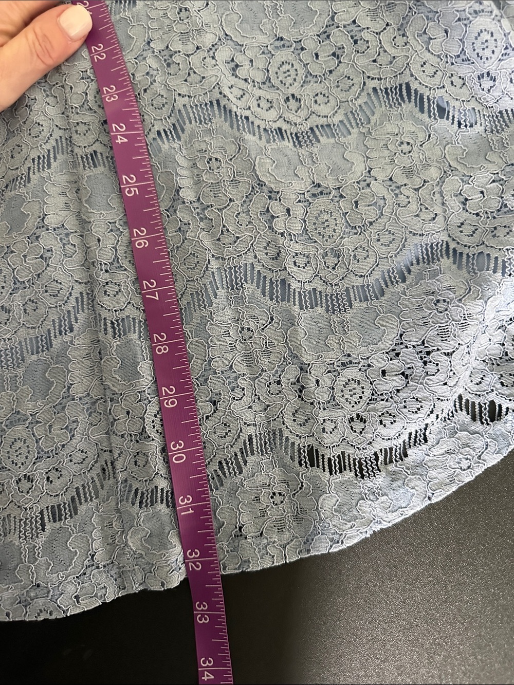 Francesca's Collections Dusty Blue Lace High-Neck Fit & Flare Dress NWT - Picture 9 of 9